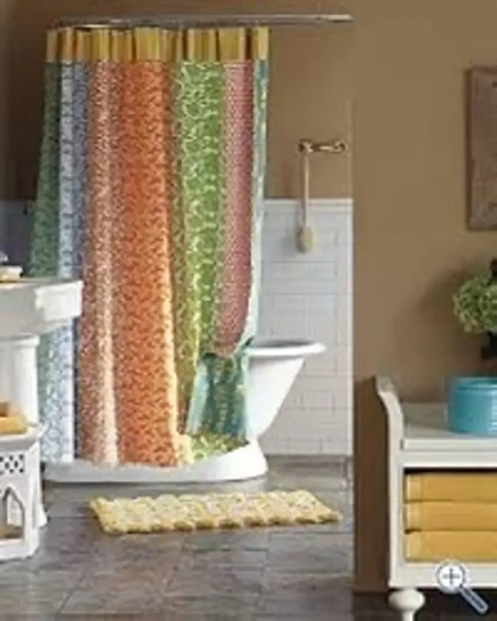 Garnet Hill The Vintage Claire Reversible Shower Curtain Ruffled Multicolor